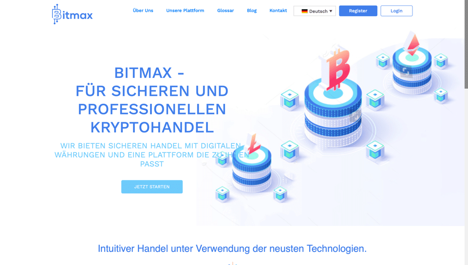 Die offizielle Homepage des Brokers Bitmax. 