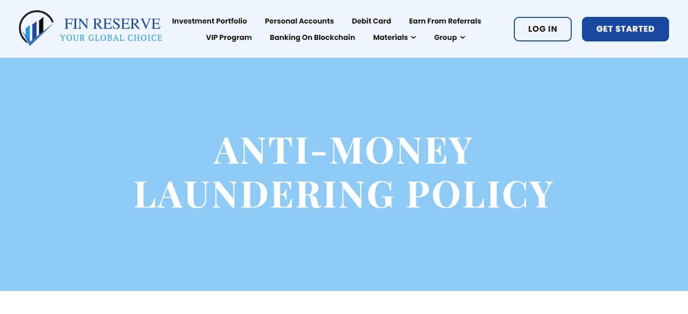 FinReserve AML Anti-money laundering policy