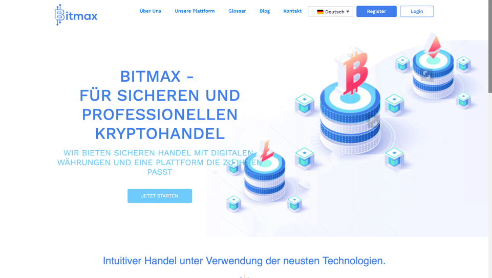 Die offizielle Homepage des Brokers Bitmax.