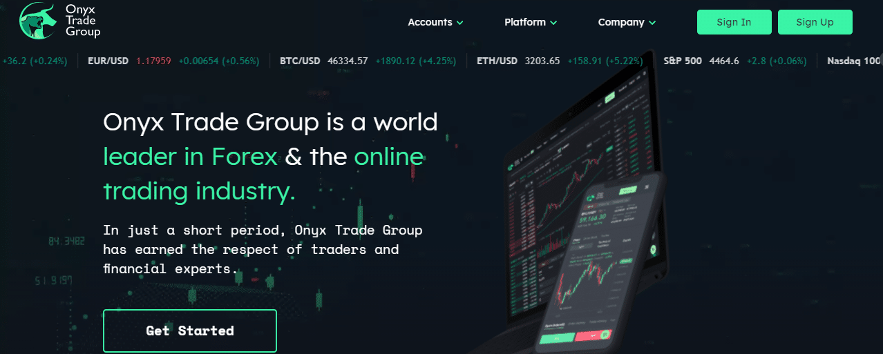 Onyx Trade Group website