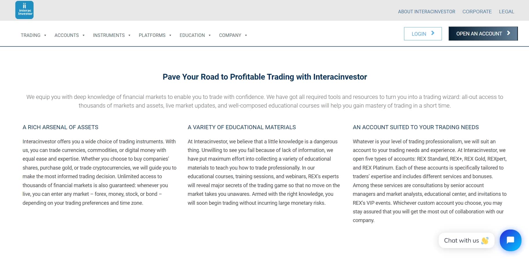 interacinvestor website