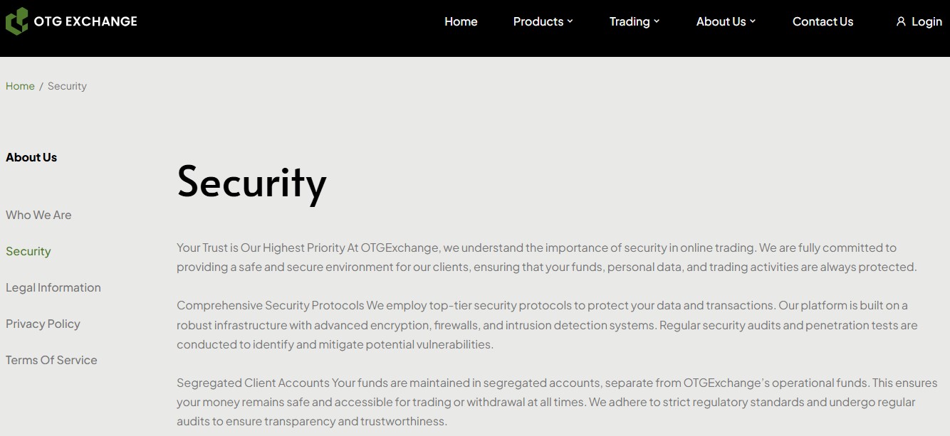OTG Exchange Security Features OTG Exchange Security Features